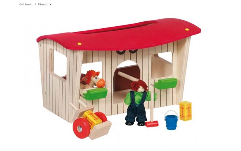 Doll's horse stable wiht accessories